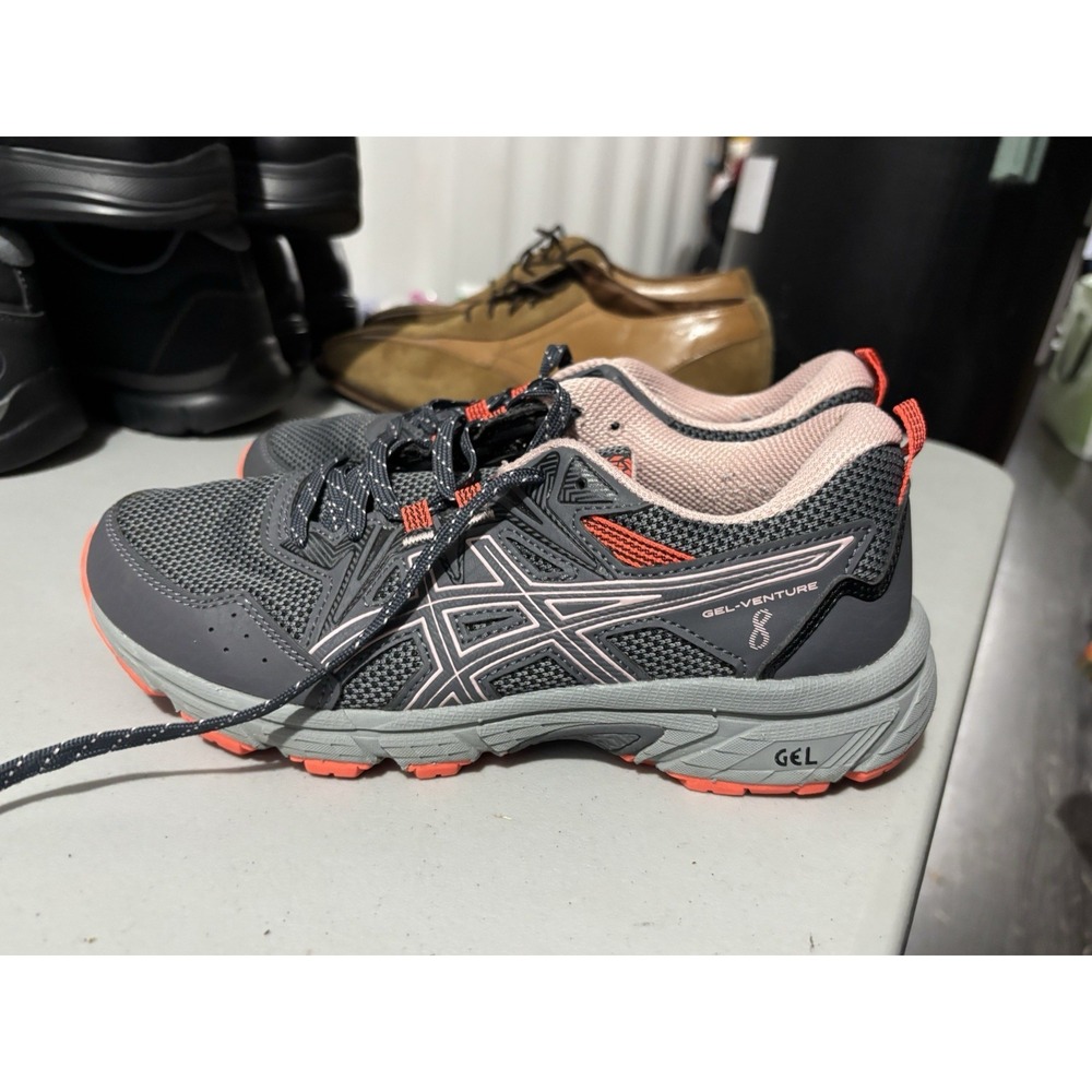 ASICS WOMENS GEL-VENTURE 8 TRAIL RUNNING SHOES GREY PINK ORANGE SIZE 7.5